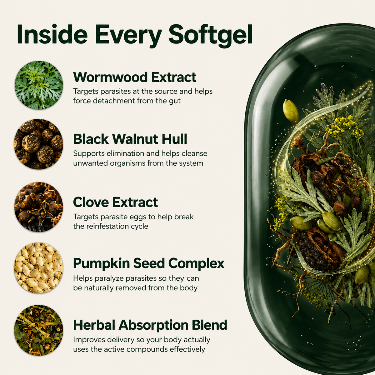 Norelia® Wormwood Black Walnut Cloves Softgels